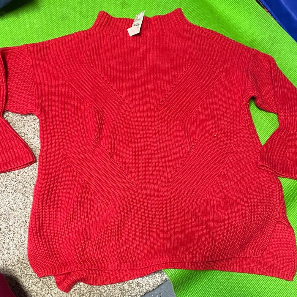 LOFT Vibrant Red Cowl Neck Sweater